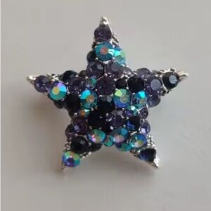 Blue Crystal Star Brooch